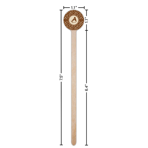 Giraffe Print Wooden 7.5" Stir Stick - Round - Dimensions