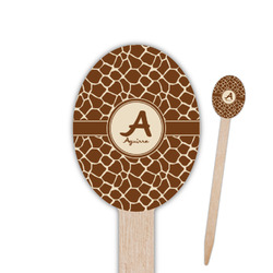Giraffe Print Oval Wooden Food Picks - Double Sided (Personalized)