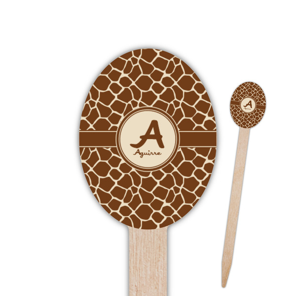 Custom Giraffe Print Oval Wooden Food Picks (Personalized)