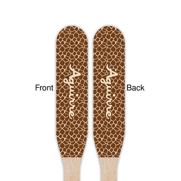 Giraffe Print Wooden Food Pick - Paddle - Double Sided - Front & Back