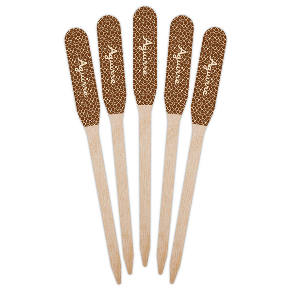 Giraffe Print Wooden Food Pick - Paddle - Fan View