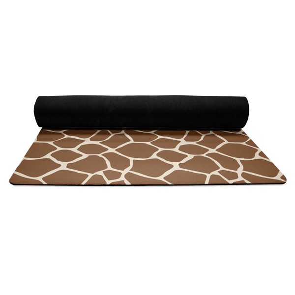 Giraffe Print Yoga Mat Rolled up Black Rubber Backing