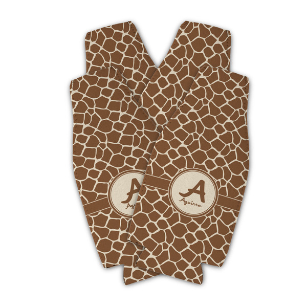 Giraffe Print Zipper Bottle Cooler - Set of 4 - PARENT MAIN (flat)