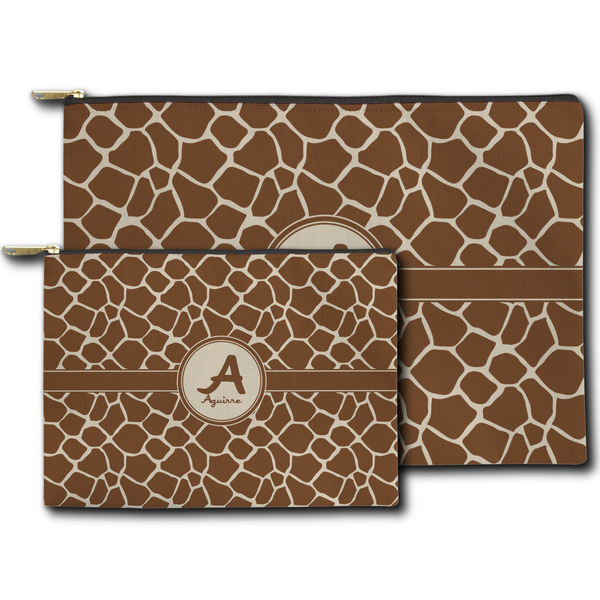 Giraffe Print Zippered Pouches - Size Comparison