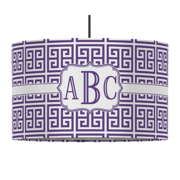 Greek Key 12" Drum Lampshade - PENDANT (Fabric)