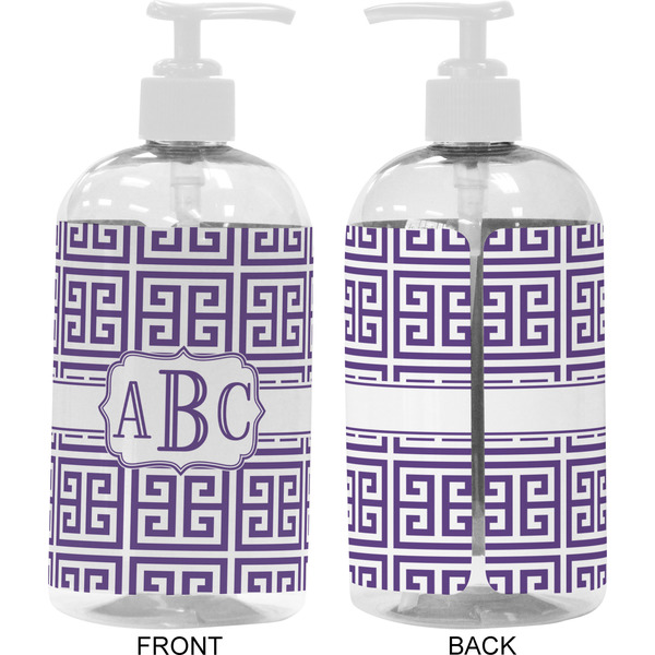 Greek Key 16 oz Plastic Liquid Dispenser- Approval- White