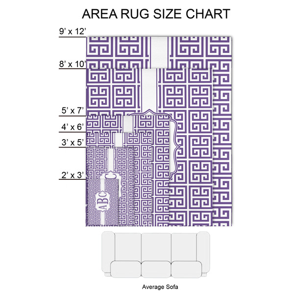 Greek Key 2'x3' Indoor Area Rugs - Size Chart