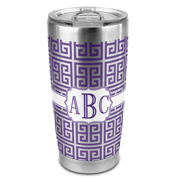 Custom Greek Key 20oz Stainless Steel Double Wall Tumbler - Full Print (Personalized)