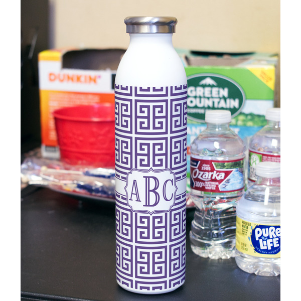 Greek Key 20oz Water Bottles - Full Print - In Context