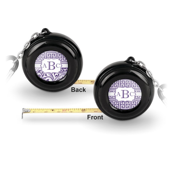 Greek Key 6-Ft Pocket Tape Measure with Carabiner Hook - Front and Back