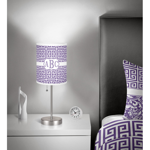 Greek Key 7 inch drum lamp shade - in room