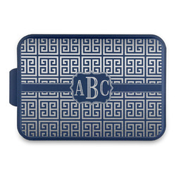 Greek Key Aluminum Baking Pan with Navy Lid (Personalized)