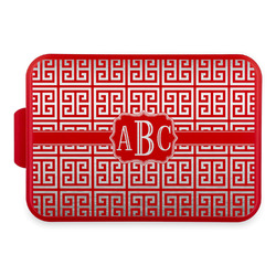 Greek Key Aluminum Baking Pan with Red Lid (Personalized)