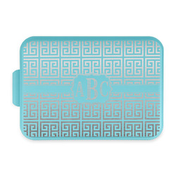 Greek Key Aluminum Baking Pan with Teal Lid (Personalized)
