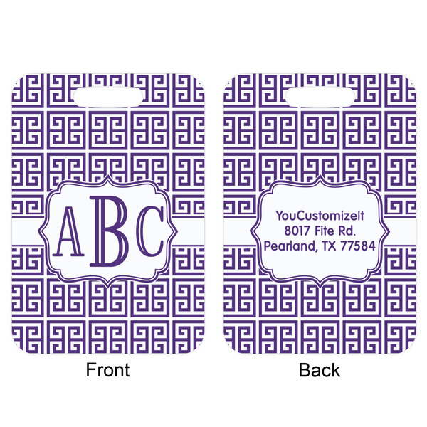 Greek Key Aluminum Luggage Tag (Front + Back)