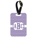 Greek Key Metal Luggage Tag w/ Monogram