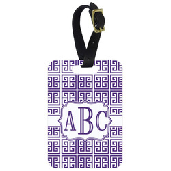 Greek Key Metal Luggage Tag w/ Monogram