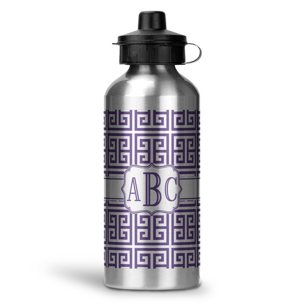 Custom Greek Key Water Bottle - Aluminum - 20 oz (Personalized)