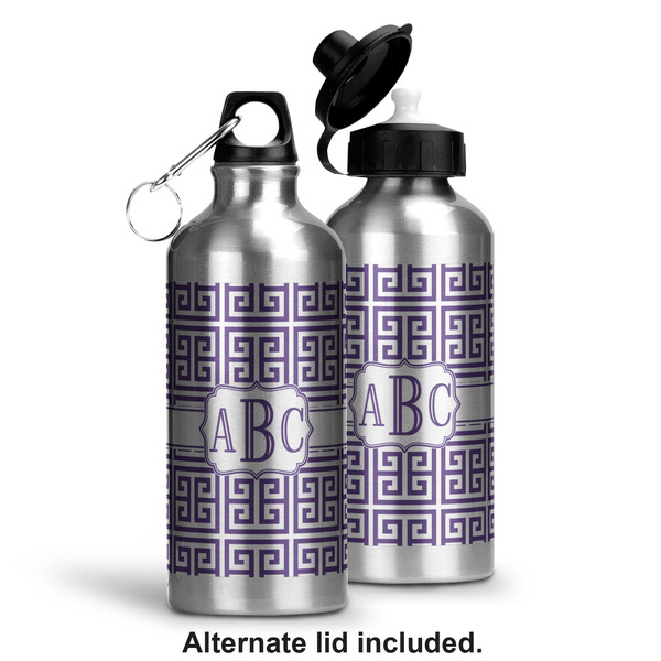 Greek Key Aluminum Water Bottle - Alternate lid options