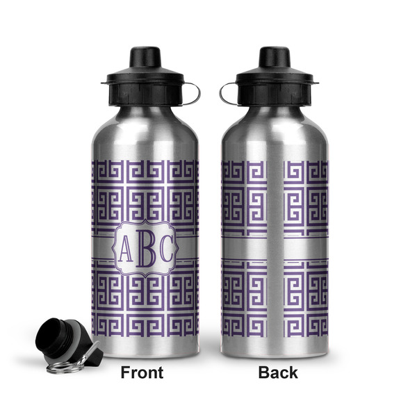 Greek Key Aluminum Water Bottle - Front and Back