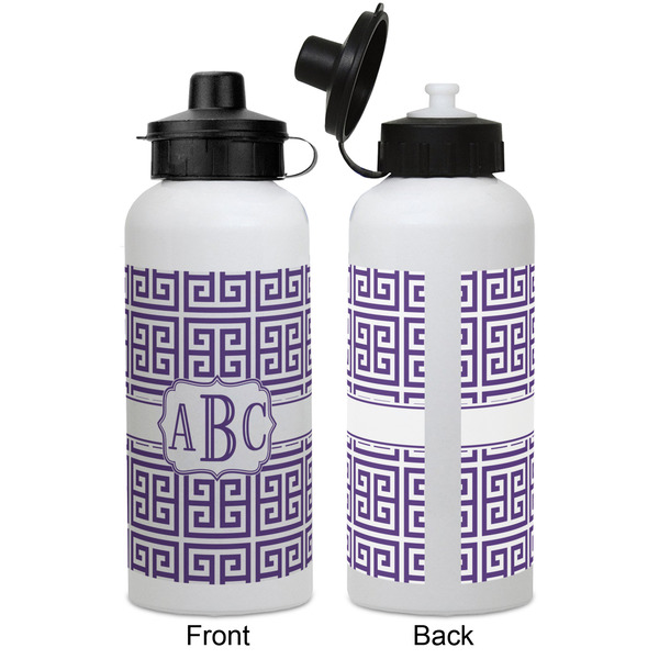 Greek Key Aluminum Water Bottle - White APPROVAL