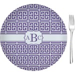 Greek Key Glass Appetizer / Dessert Plate 8" (Personalized)