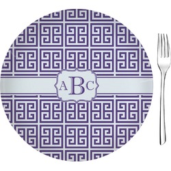 Greek Key 8" Glass Appetizer / Dessert Plates - Single or Set (Personalized)