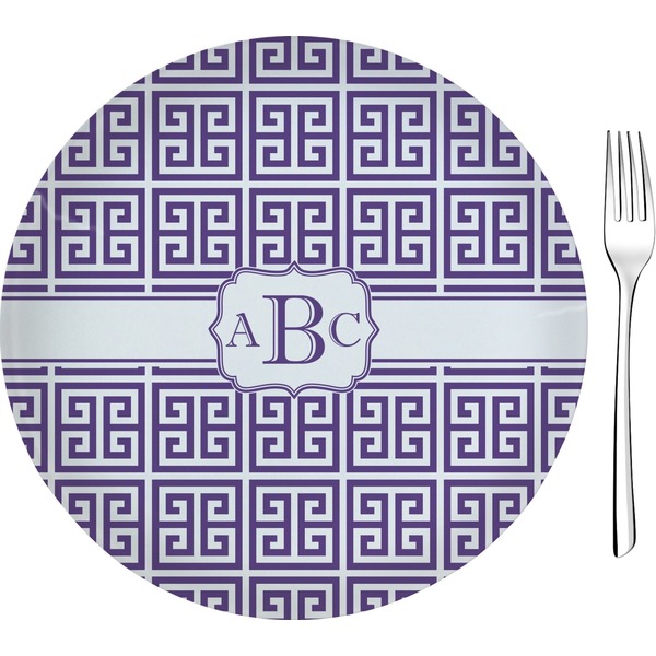 Custom Greek Key Glass Appetizer / Dessert Plate 8" (Personalized)
