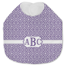 Greek Key Jersey Knit Baby Bib w/ Monogram