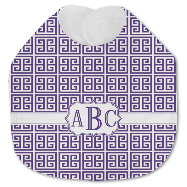 Custom Greek Key Jersey Knit Baby Bib w/ Monogram