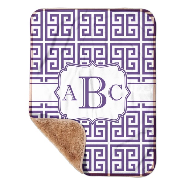 Custom Greek Key Sherpa Baby Blanket - 30" x 40" w/ Monograms