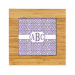 Greek Key Bamboo Trivet with Ceramic Tile Insert (Personalized)