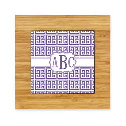 Greek Key Bamboo Trivet with Ceramic Tile Insert (Personalized)