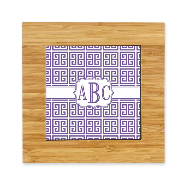 Custom Greek Key Bamboo Trivet with Ceramic Tile Insert (Personalized)