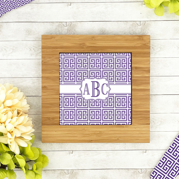 Greek Key Bamboo Trivet with 6" Tile - LIFESTYLE