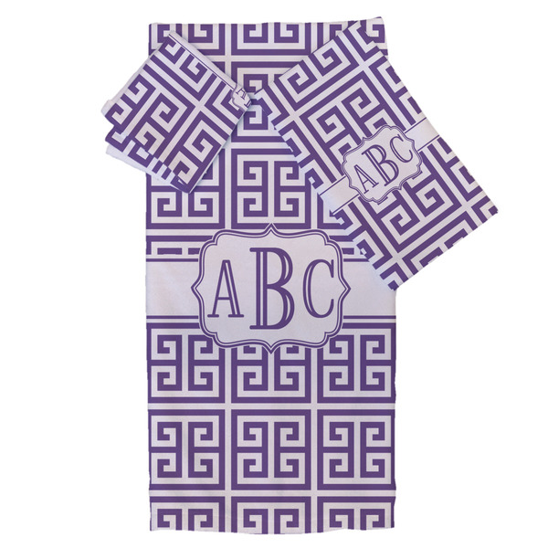 Custom Greek Key Bath Towel Set - 3 Pcs (Personalized)