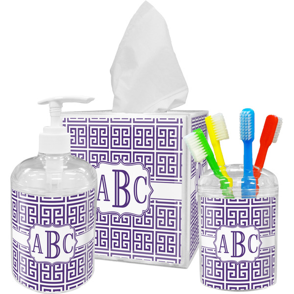 Greek Key Bathroom Accessories Set (Personalized)