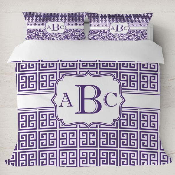 Custom Greek Key Duvet Cover Set - King (Personalized)