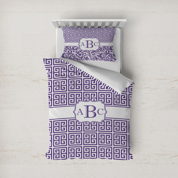 Custom Greek Key Duvet Cover Set - Twin (Personalized)