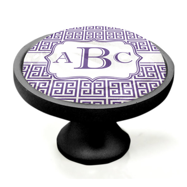 Greek Key Black Custom Cabinet Knob (Side)