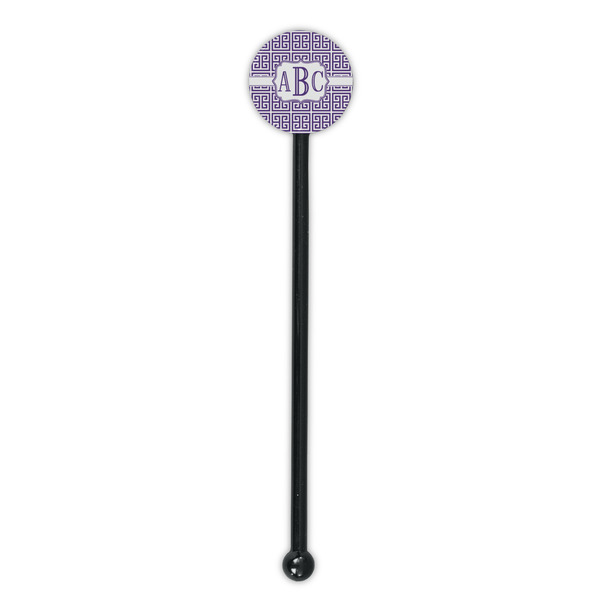 Greek Key Black Plastic 5.5" Stir Stick - Round - Single Stick