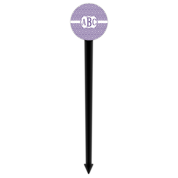 Greek Key Black Plastic 6" Food Pick - Round - Single Pick