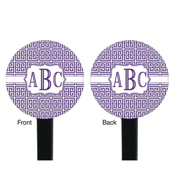 Greek Key Black Plastic 7" Stir Stick - Double Sided - Round - Front & Back