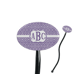 Greek Key 7" Oval Plastic Stir Sticks - Black - Single Sided (Personalized)