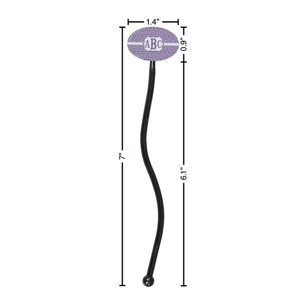 Greek Key Black Plastic 7" Stir Stick - Oval - Dimensions