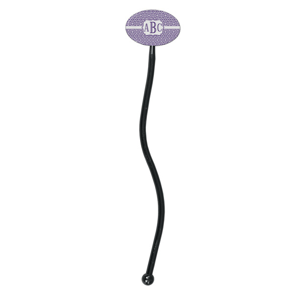 Greek Key Black Plastic 7" Stir Stick - Oval - Single Stick