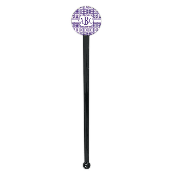 Greek Key Black Plastic 7" Stir Stick - Round - Single Stick