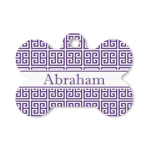 Custom Greek Key Bone Shaped Dog ID Tag - Small (Personalized)