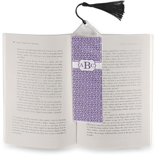 Greek Key Bookmark with tassel - In book