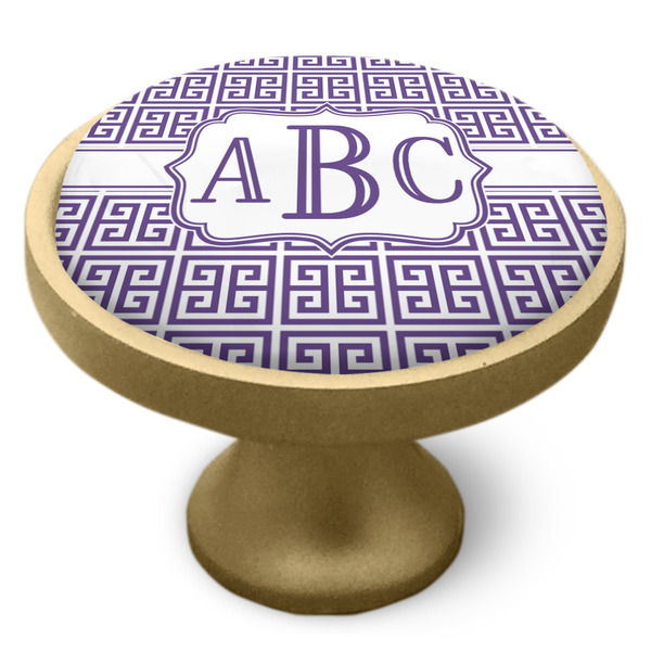 Greek Key Cabinet Knob - Gold - Side